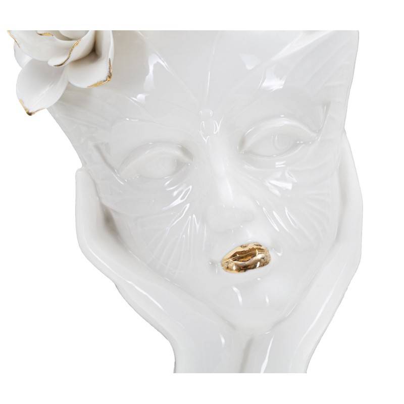 Vase visage femme en céramique blanche 16.5x14x27.3 cm - Mauro Ferretti - Image 2