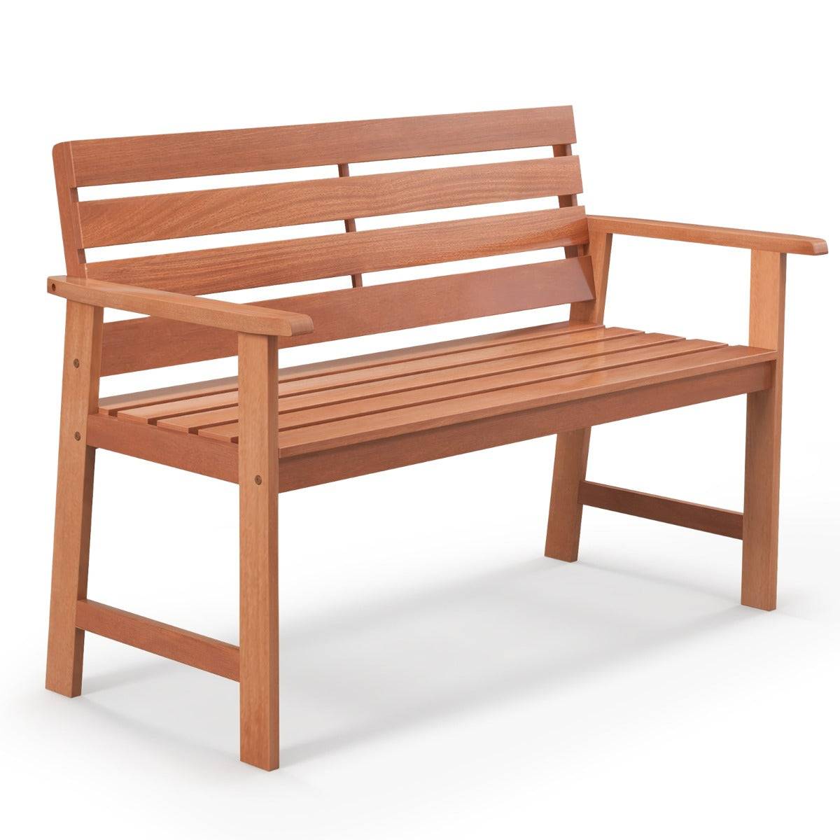 Helloshop26 - Banc de jardin en bois 2 places dossier siège à lattes accoudoirs peinture diy charge 150 kg intérieur extérieur - Imagen 1