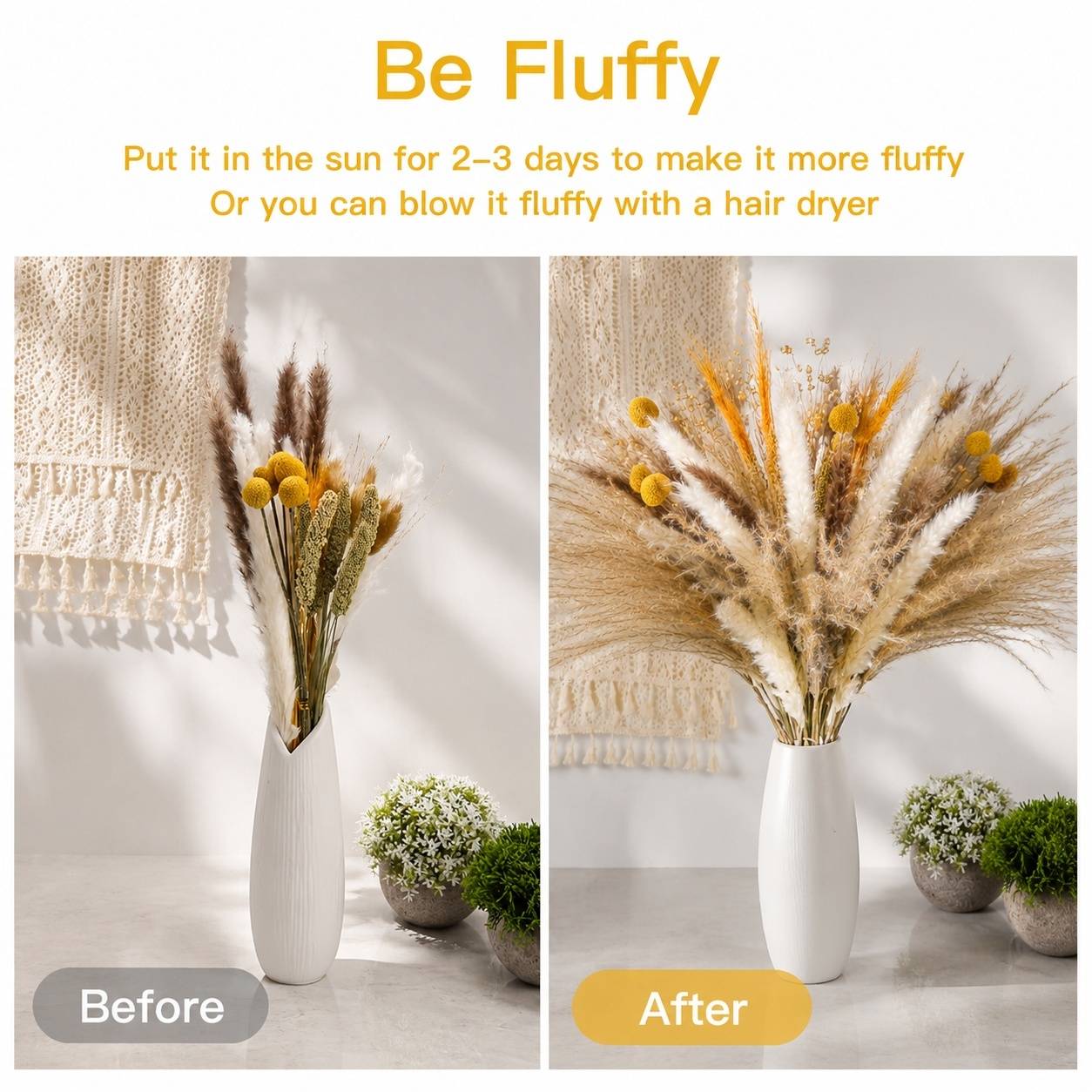 Lot de 100 Plantes et Fleurs Séchées 40 à 44 Cm Décoration Boho Mariage Anniversaire - Image 3