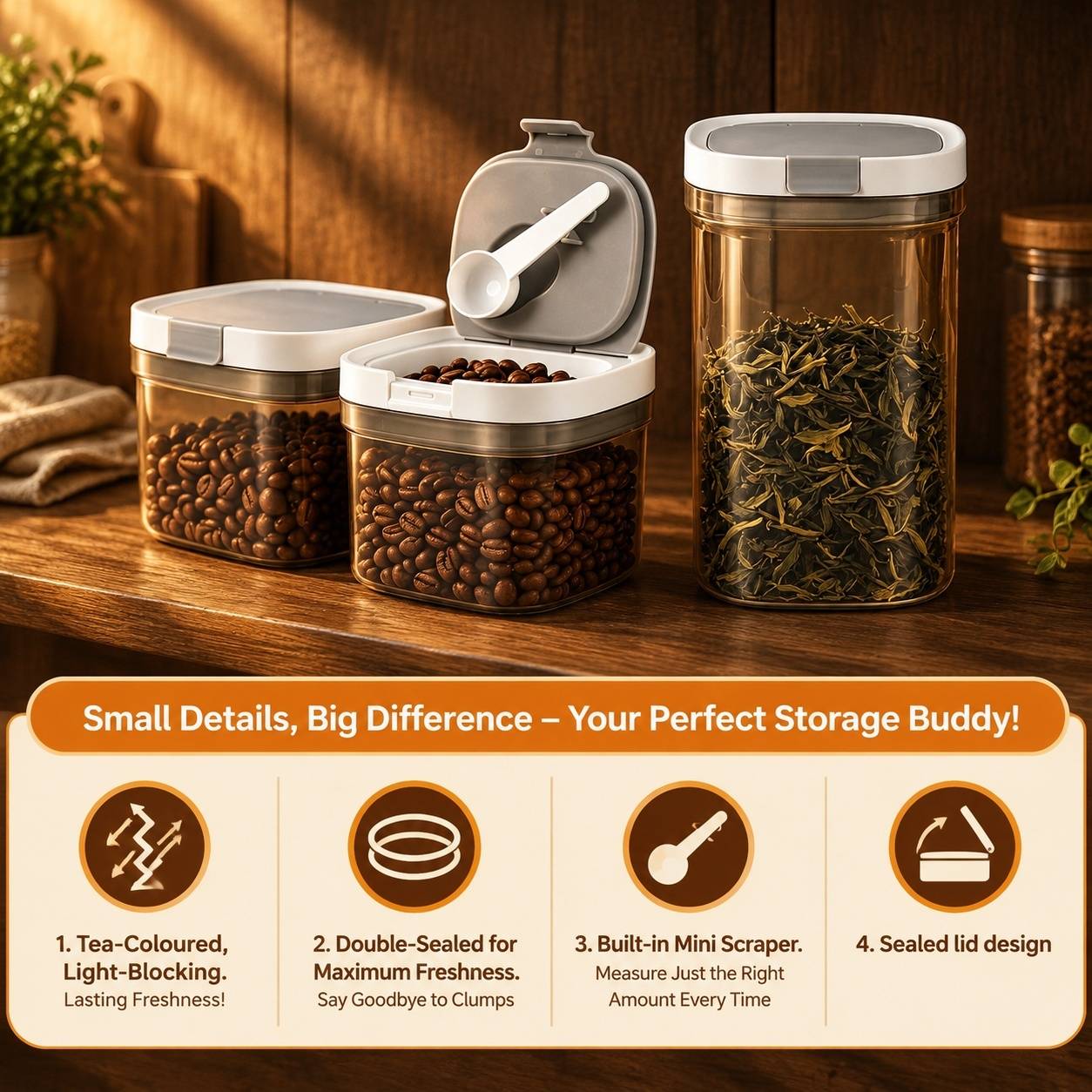 Boîtes de Rangement Alimentaire avec Cuillère Magnétique Triple (Comptage: 65 caractères) - Image 4