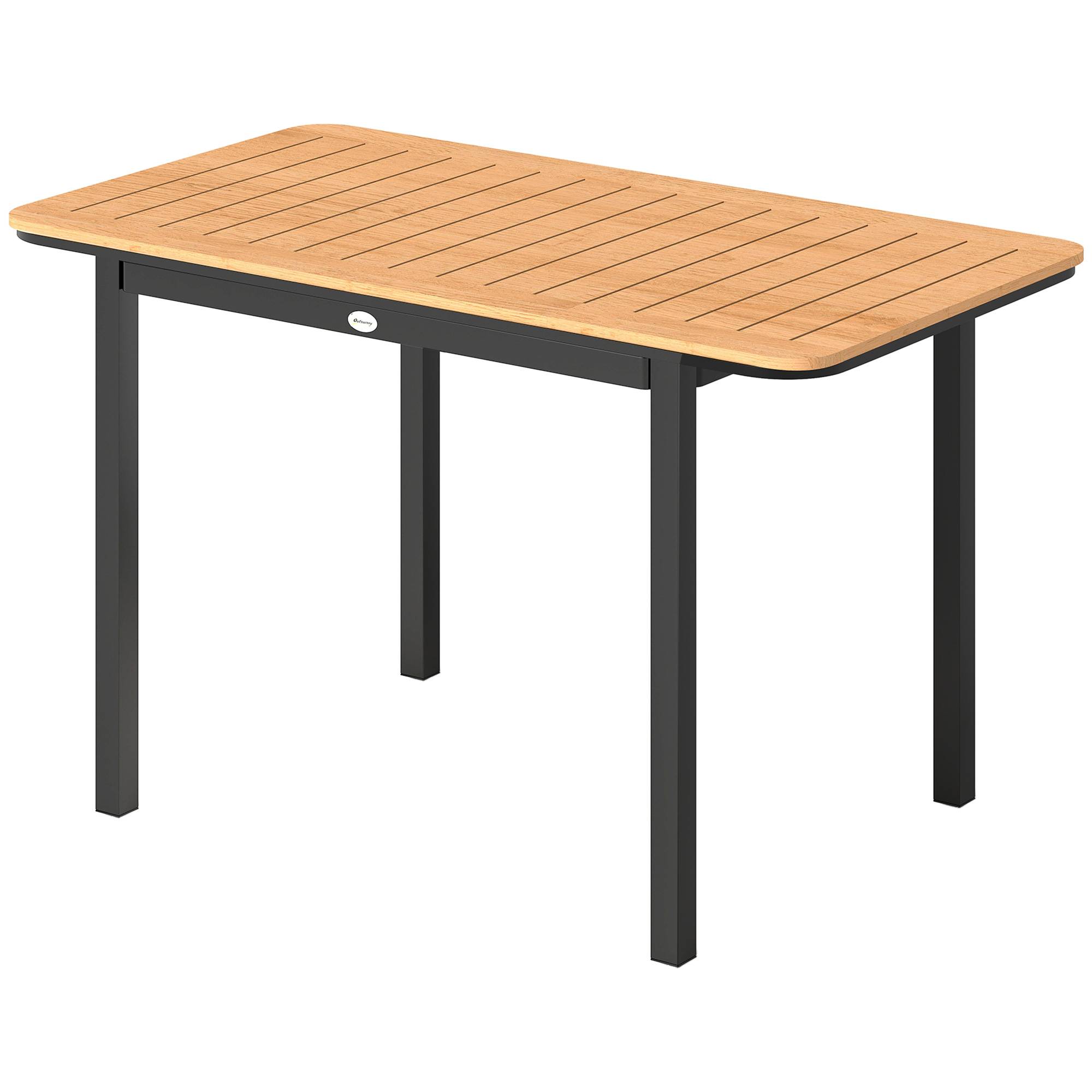 Maison Chic - Table de Jardin 6 Personnes Rectangulaire en Bois Composite Cadre en Métal et Plateau à Lattes 127x70cm Marron