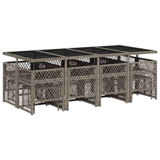 ComfortXL - Salon de Jardin Encastrable 12 Personnes Gris, Table avec Plateau Verre, 8 Chaises et 4 Tabourets Inclus – ComfortXL Outdoor Living - Image 6