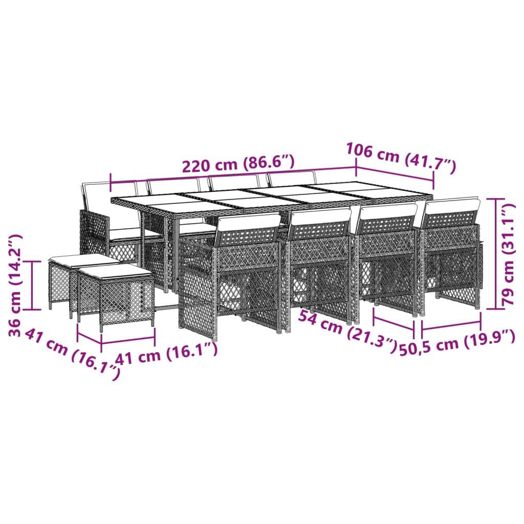 ComfortXL - Salon de Jardin Encastrable 12 Personnes Gris, Table avec Plateau Verre, 8 Chaises et 4 Tabourets Inclus – ComfortXL Outdoor Living - Image 4