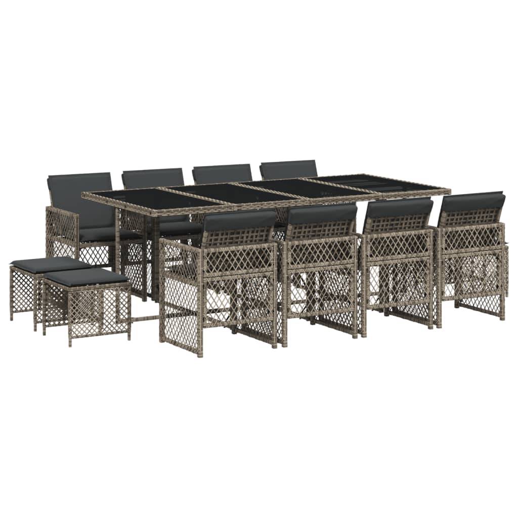 ComfortXL - Salon de Jardin Encastrable 12 Personnes Gris, Table avec Plateau Verre, 8 Chaises et 4 Tabourets Inclus – ComfortXL Outdoor Living - Image 2
