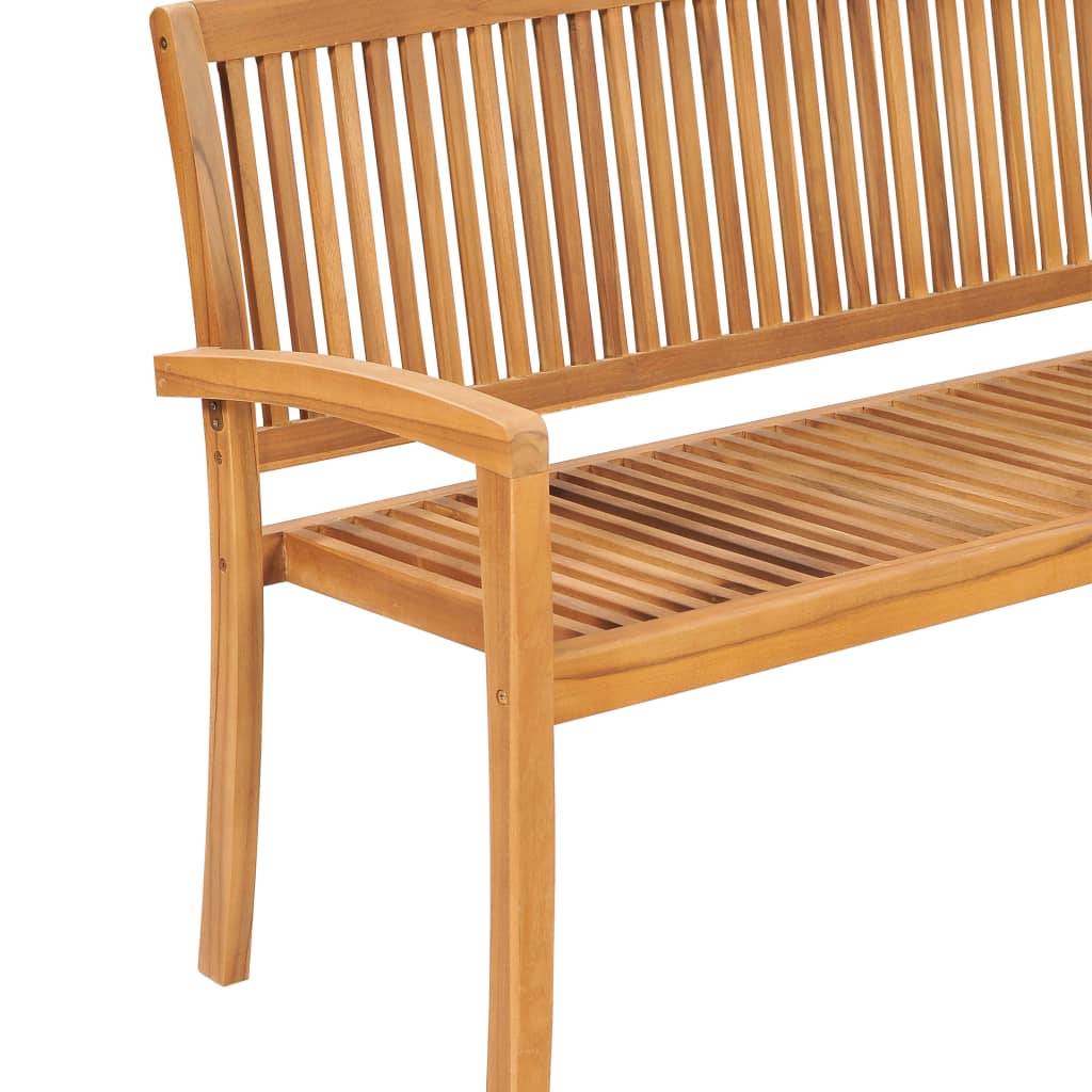 Helloshop26 - Banc de jardin meuble de patio d'extérieur terrasse empilable et coussin 159 cm bois de teck massif - Imagen 9