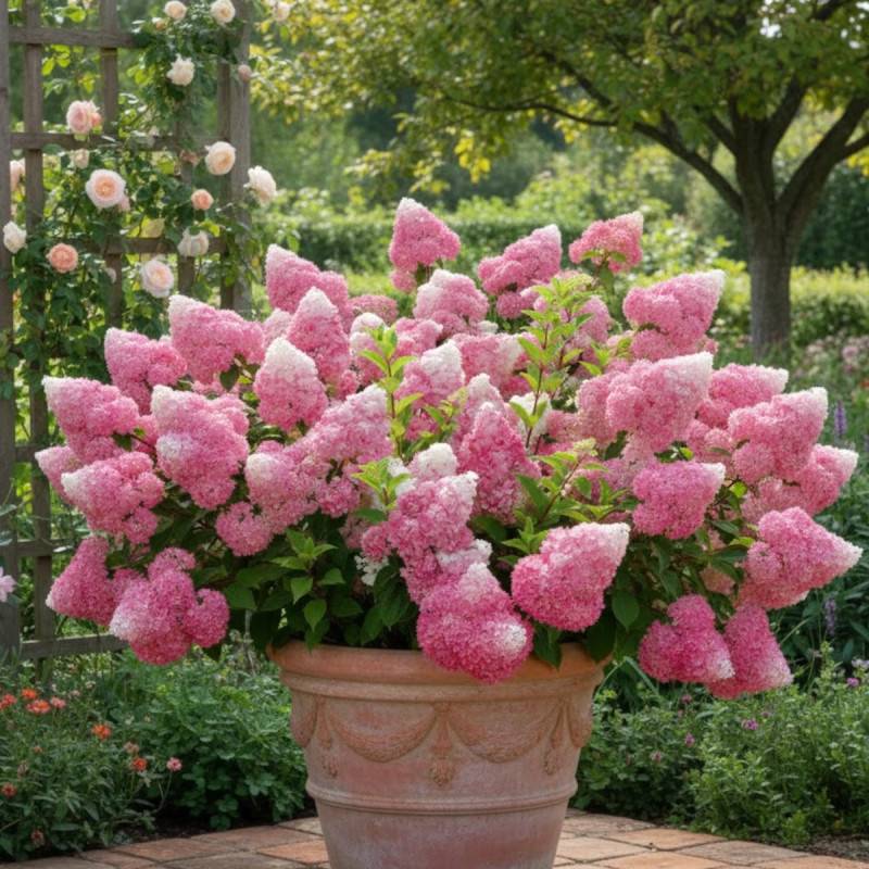 Hortensia paniculata Vanille Fraise® 'Renhy', Hydrangea paniculata à fleurs Rose - feuillage Caduc - Godet - 5/20 cm-  hauteur à maturité De 1,00 m à - Imagen 4