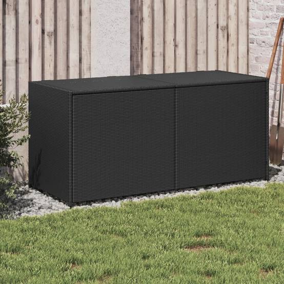 Coffre de rangement - Boîte de rangement extérieure - Coffre de jardin noir 283L résine tressée - Image 2