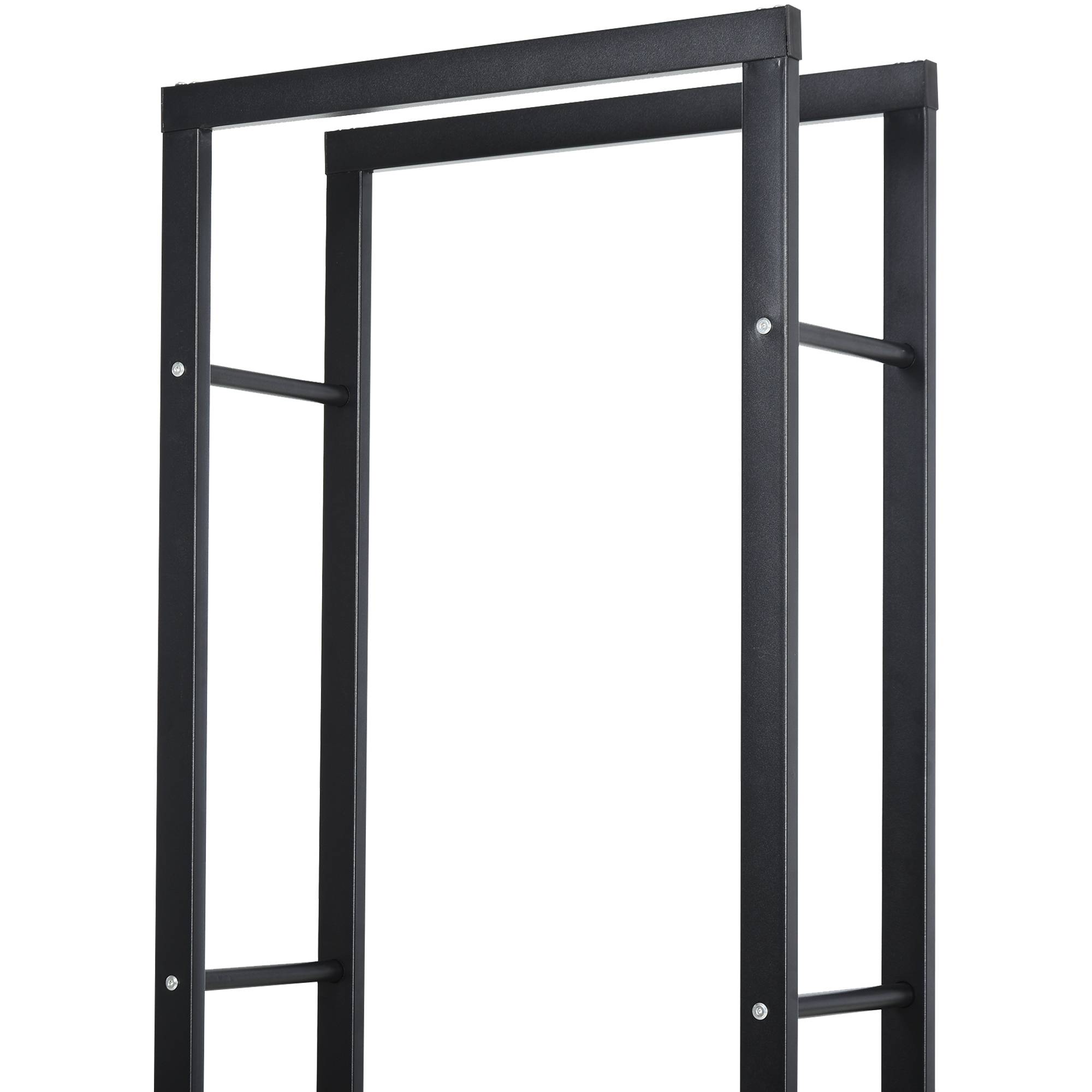 ComfortXL - Porte-bûches acier noir 40 x 25 cm intérieur extérieur grande capacité 99 kg rangement bois de chauffage - Image 9