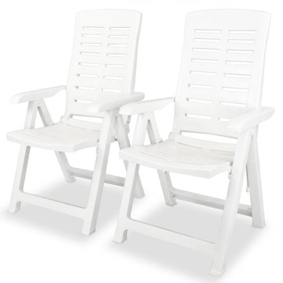 Salon de Jardin 2 Personnes en Plastique Pliable et Inclinable pour Balcon Blanc – ComfortXL Outdoor Living - Image 3