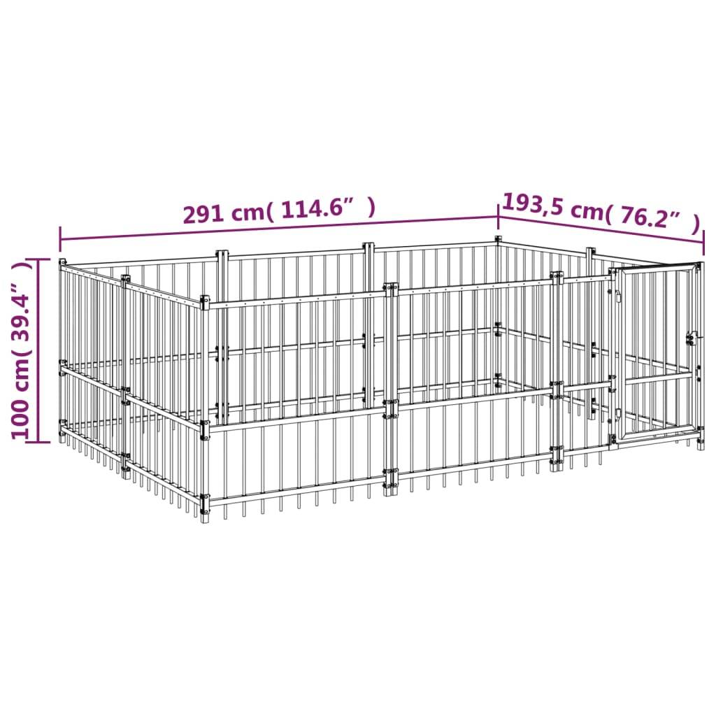 Vidaxl - Chenil d'extérieur pour chiens Acier 5,63 m² vidaXL 3124599 - Imagen 3