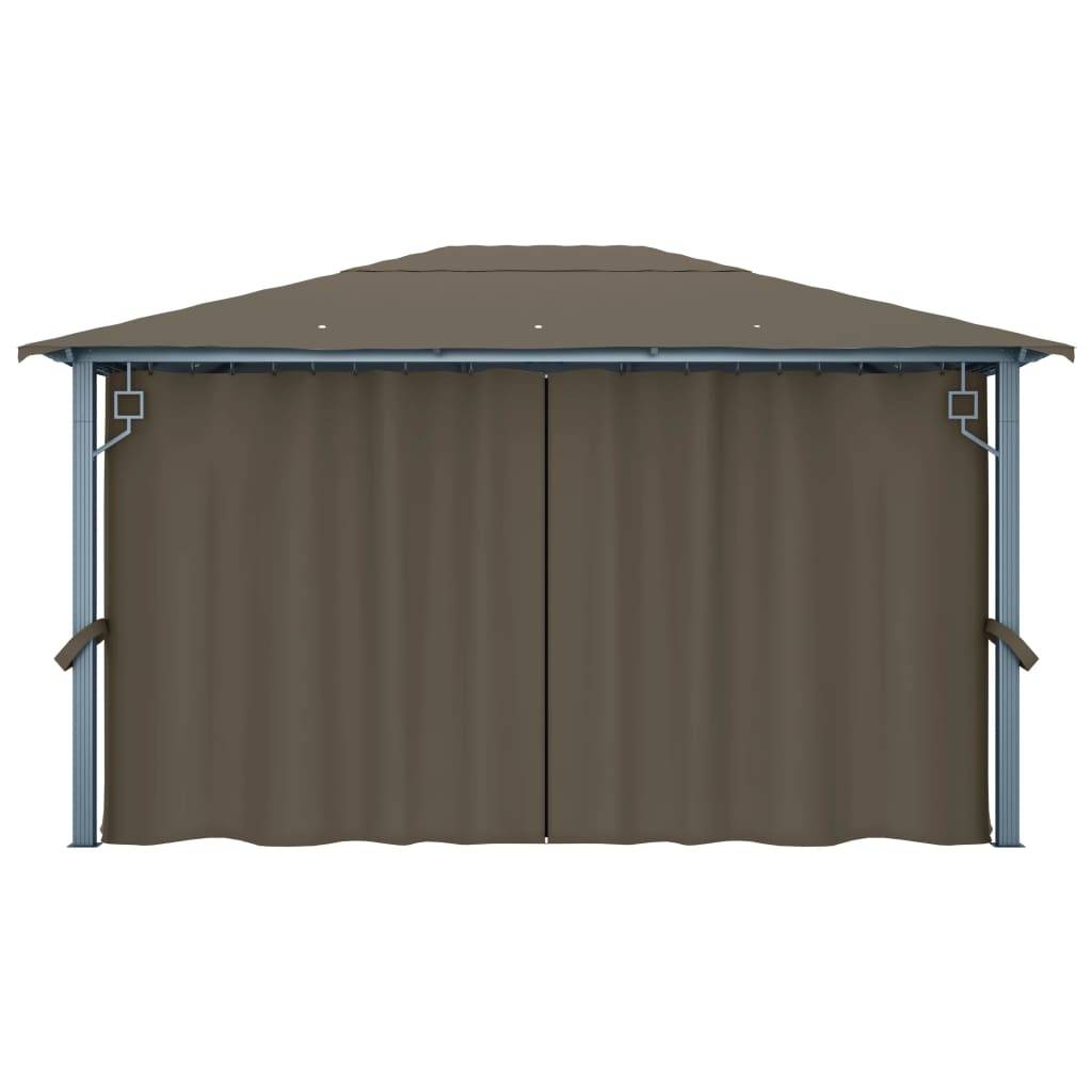 Tonnelle Aluminium Taupe avec Rideaux et Lumières LED 4 x 3 x 2.7 cm - PANGIVO - Image 9