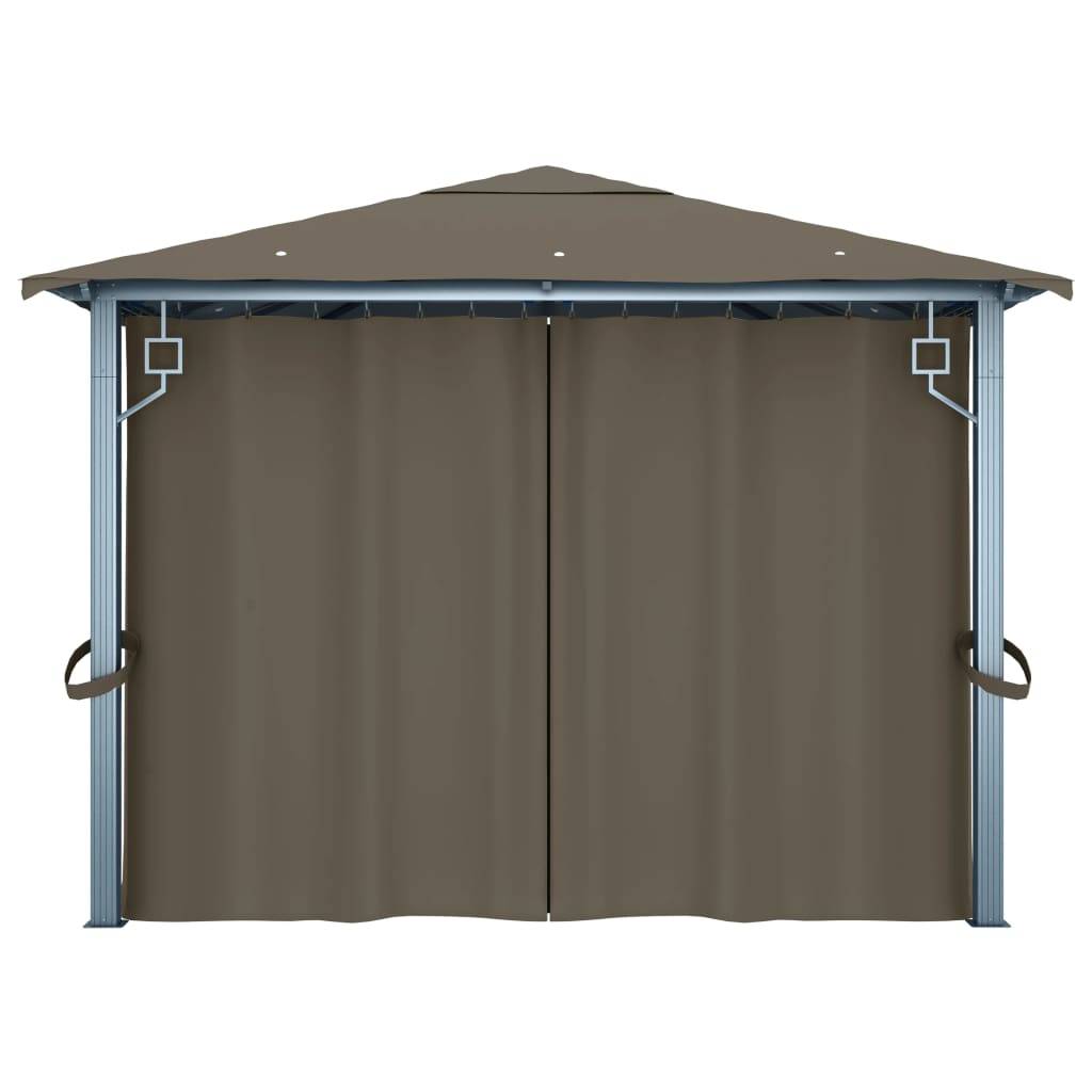 Tonnelle Aluminium Taupe avec Rideaux et Lumières LED 4 x 3 x 2.7 cm - PANGIVO - Image 8