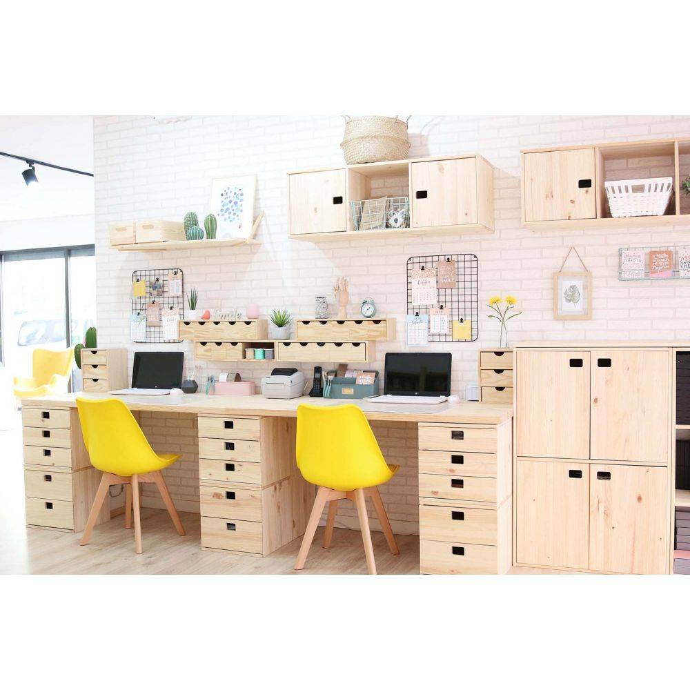 Cube de rangement en pin massif Dinamic 3 tiroirs - Imagen 2