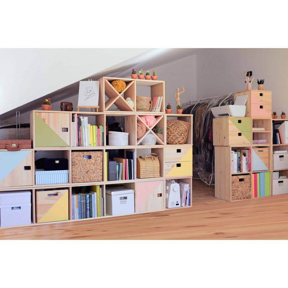 Cube de rangement en pin massif Dinamic 3 tiroirs - Imagen 4