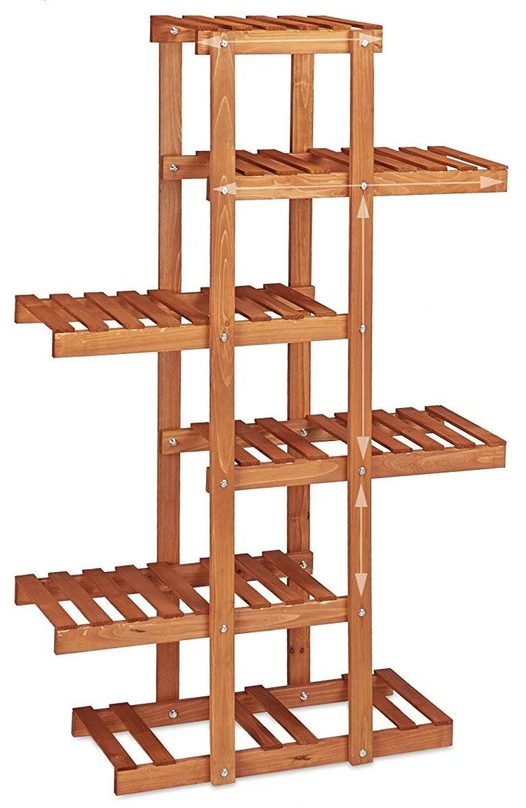 Helloshop26 - Étagère à fleurs en bois escalier pour plantes 5 niveaux marron clair - Imagen 1