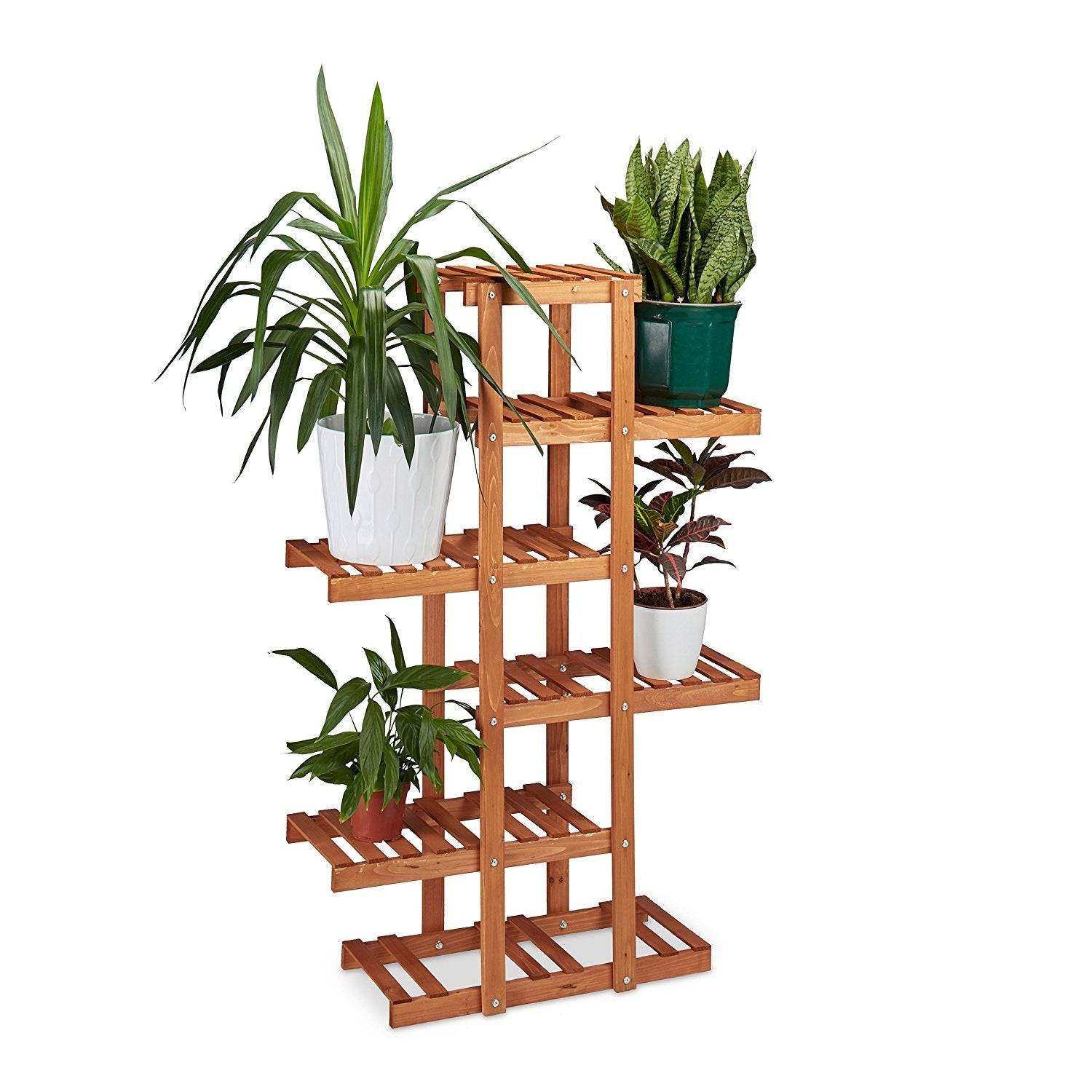 Helloshop26 - Étagère à fleurs en bois escalier pour plantes 5 niveaux marron clair - Imagen 2