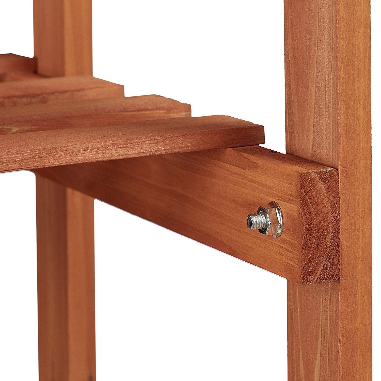 Helloshop26 - Étagère à fleurs en bois escalier pour plantes 5 niveaux marron clair - Imagen 4