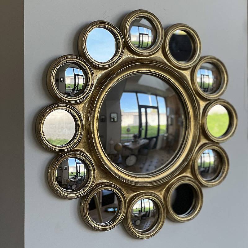 Miroir mural convexe doré 3x45x45cm - Image 1