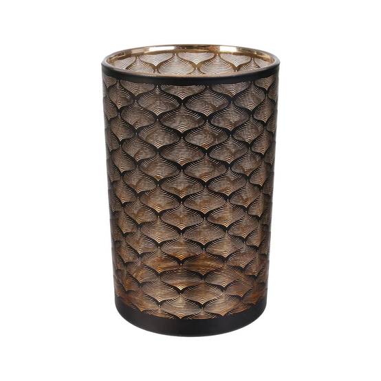 ALTOBUY - Vase Cylindrique en Verre Noir et Cuivre à Motifs - MAURY - Image 1