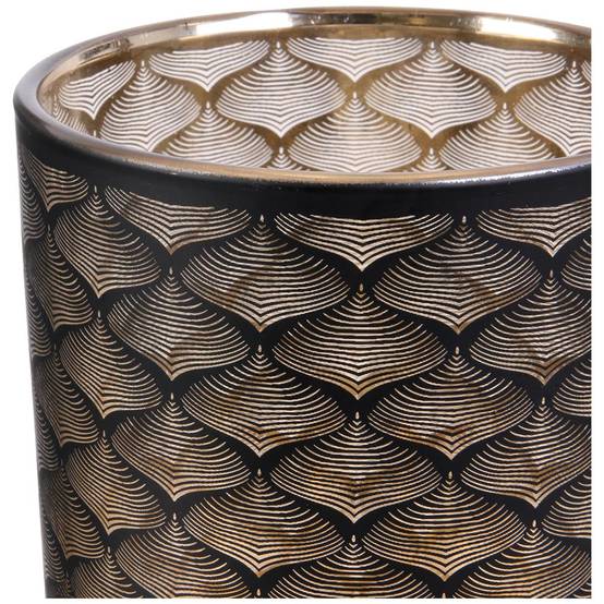 ALTOBUY - Vase Cylindrique en Verre Noir et Cuivre à Motifs - MAURY - Image 2