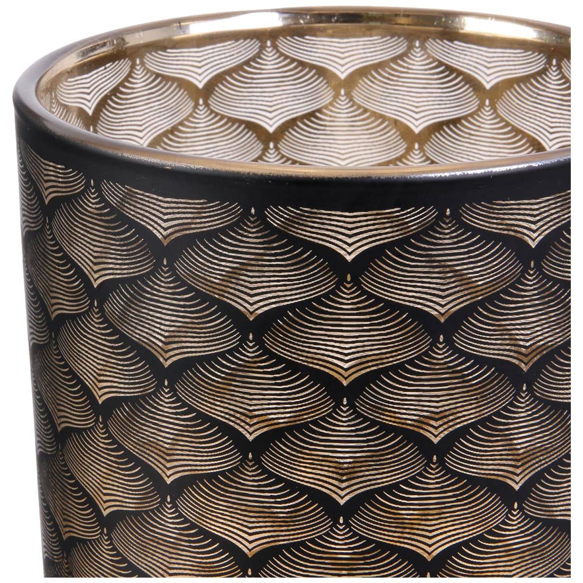 ALTOBUY - Vase Cylindrique en Verre Noir et Cuivre à Motifs - MAURY - Image 2