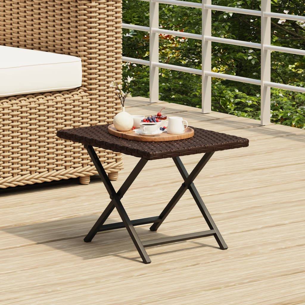 ComfortXL - Petite Table d'Appoint Pliable en Résine Tressée Marron 45x35cm – ComfortXL Outdoor Living - Image 1