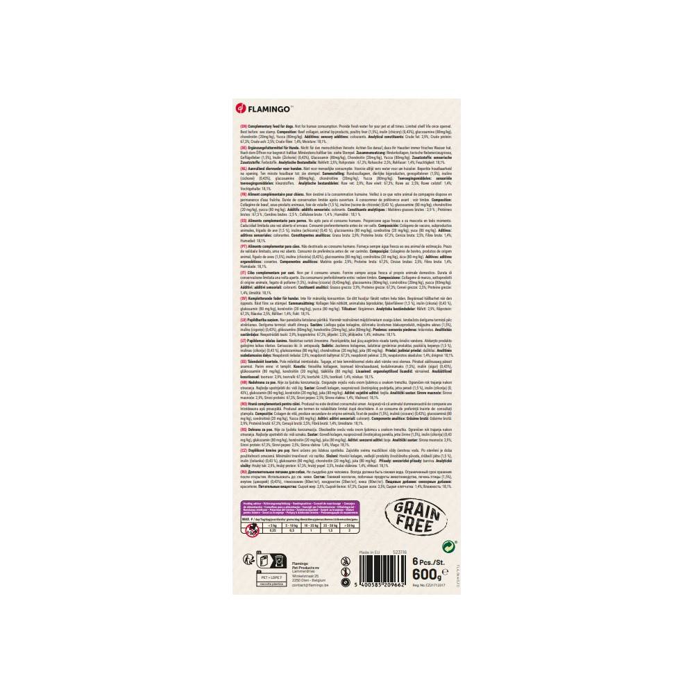 Flamingo - Friandises Boost Saucisses avec poulet, Collagène 600 g pour chien - Imagen 4