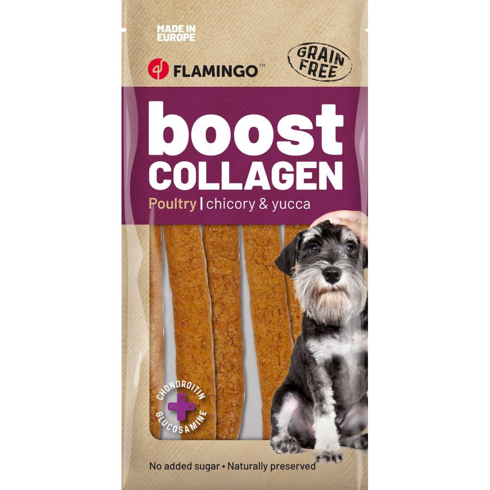 Flamingo - Friandises Boost Saucisses avec poulet, Collagène 600 g pour chien - Imagen 1