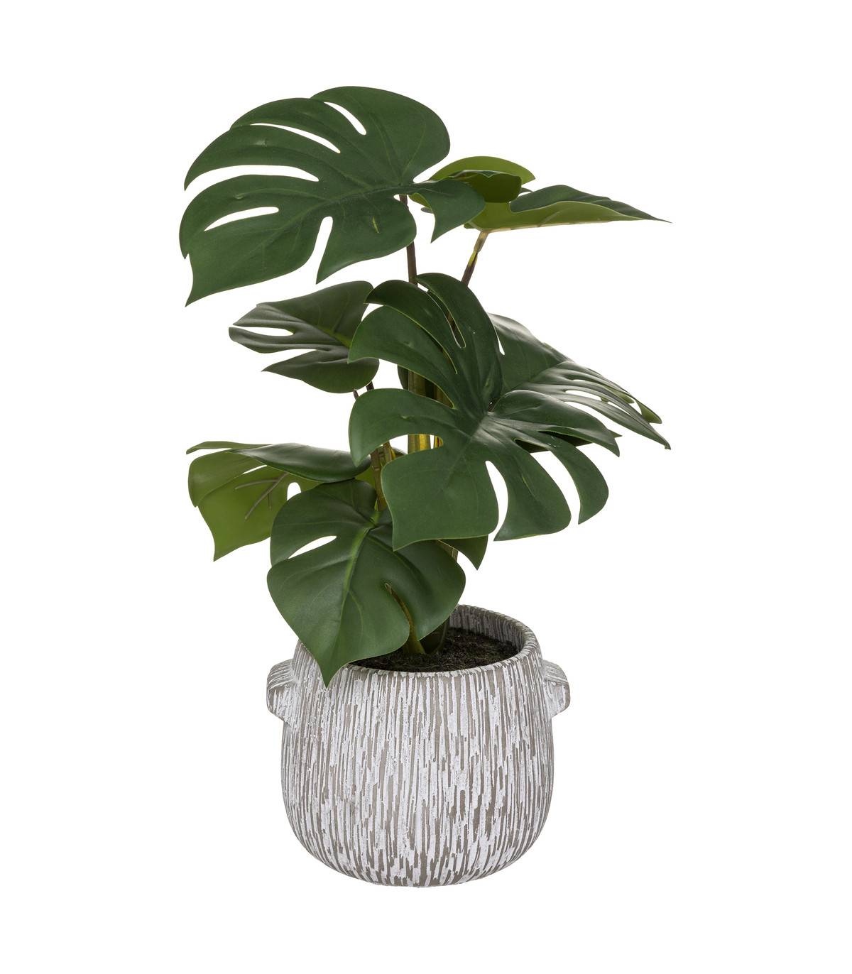 Plante artificielle Monstera dans Pot en ciment strié H 35 cm - Imagen 1