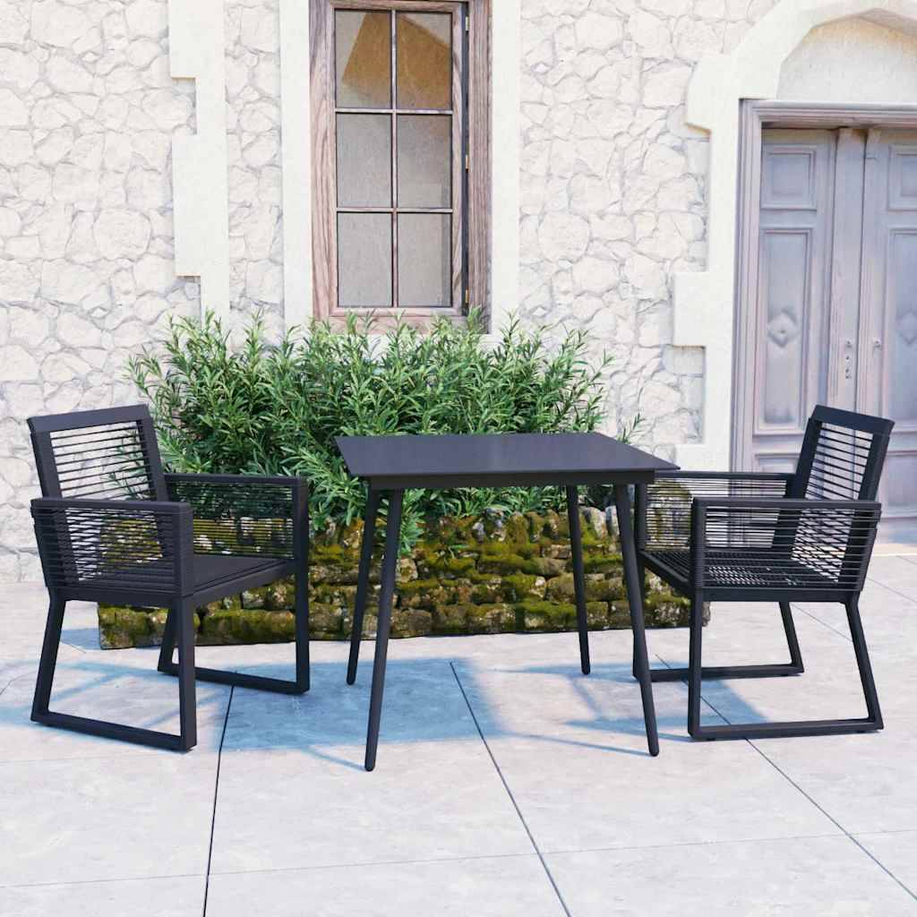 Vidaxl - Ensemble à manger d'extérieur 3 pcs-Salons de jardin Rotin PVC Noir 547609 - Image 1
