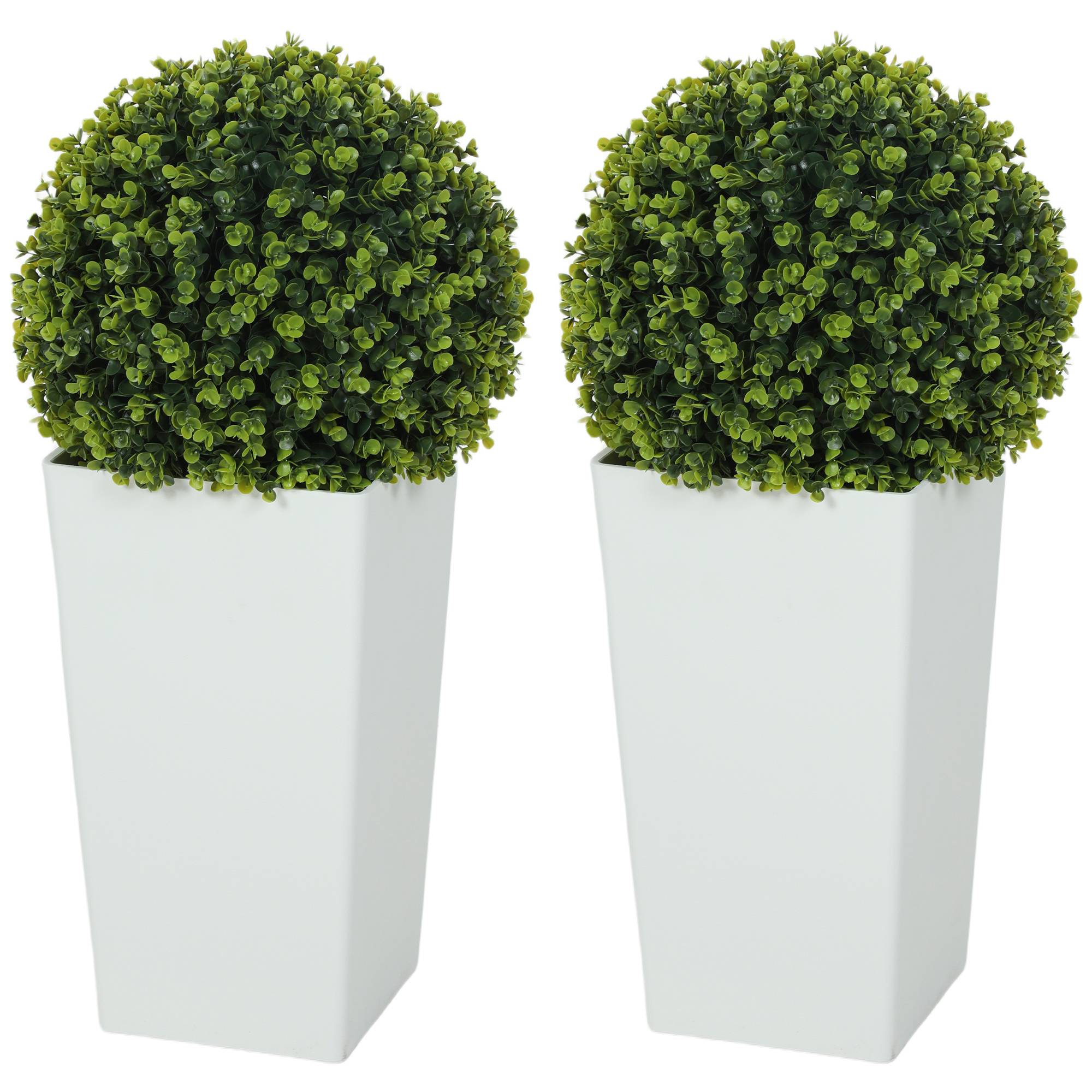 Sans Marque - Lot 2 boules eucalyptus artificiel 65 cm UV 330 feuilles pot verte - Image 2