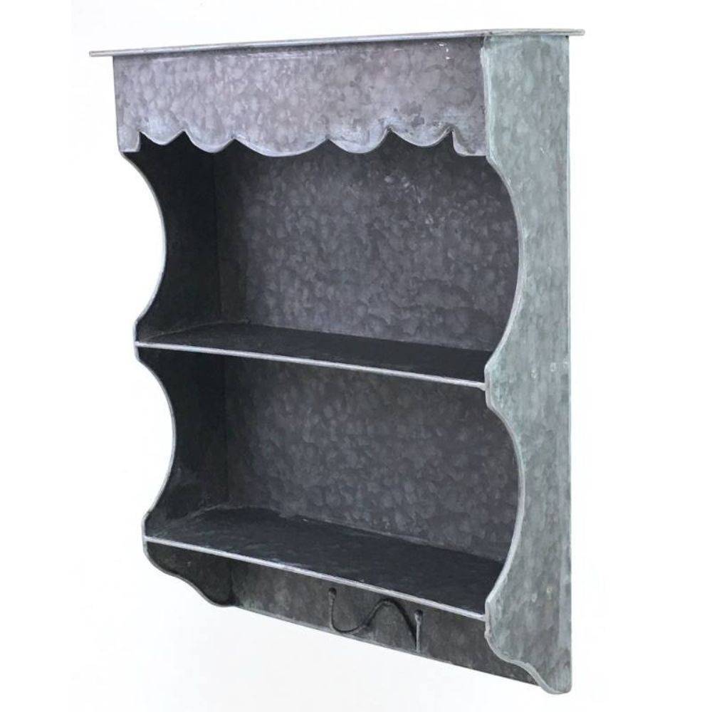 Etagère murale en zinc gris 41 x 13.5 x 56 cm Chemin de campagne