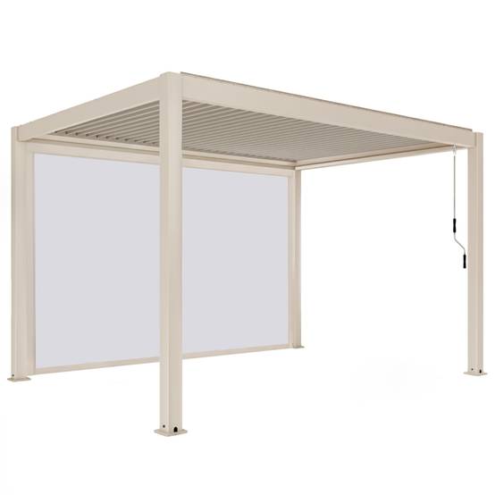 Oviala - Pergola bioclimatique autoportée 3x4 m et 1 store bois crème Athenes - Oviala - Image 2