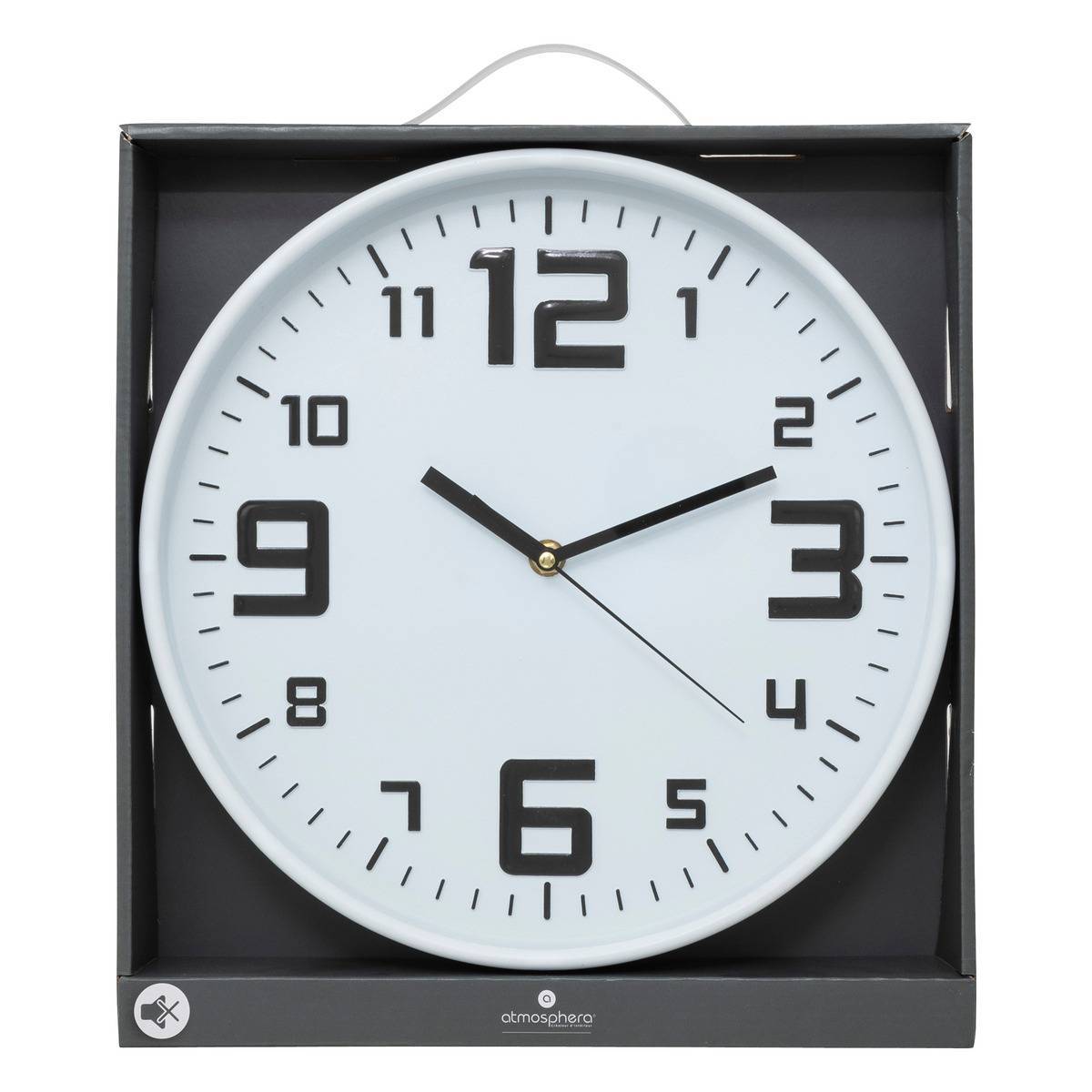 Atmosphera - Horloge "Elian" en plastique blanc D30cm - Atmosphera Créateur d'intérieur - Imagen 3