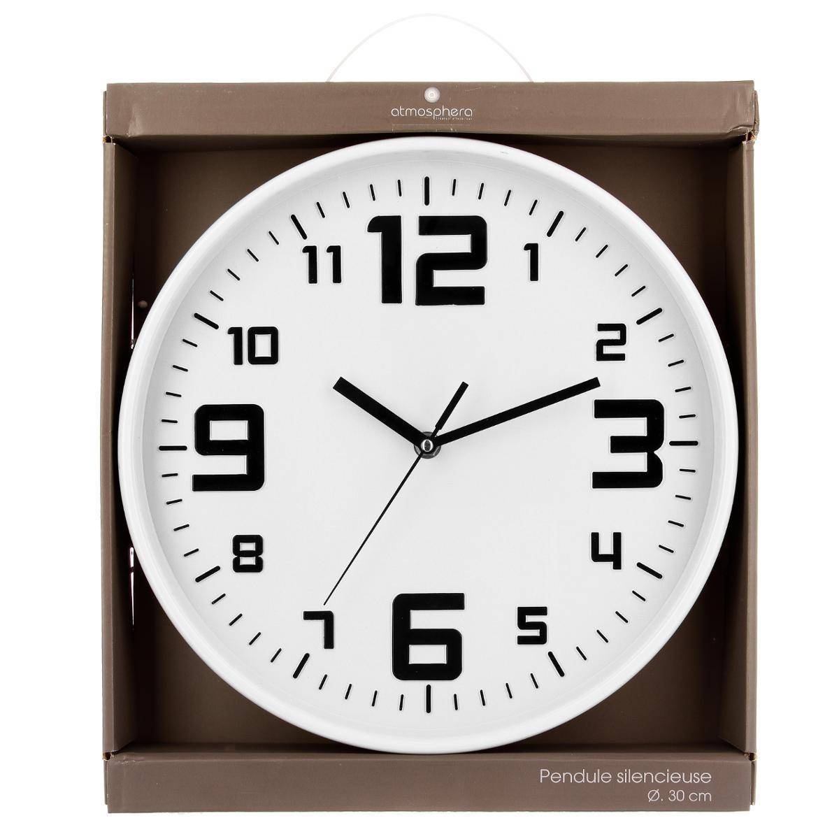 Atmosphera - Horloge "Elian" en plastique blanc D30cm - Atmosphera Créateur d'intérieur - Imagen 2
