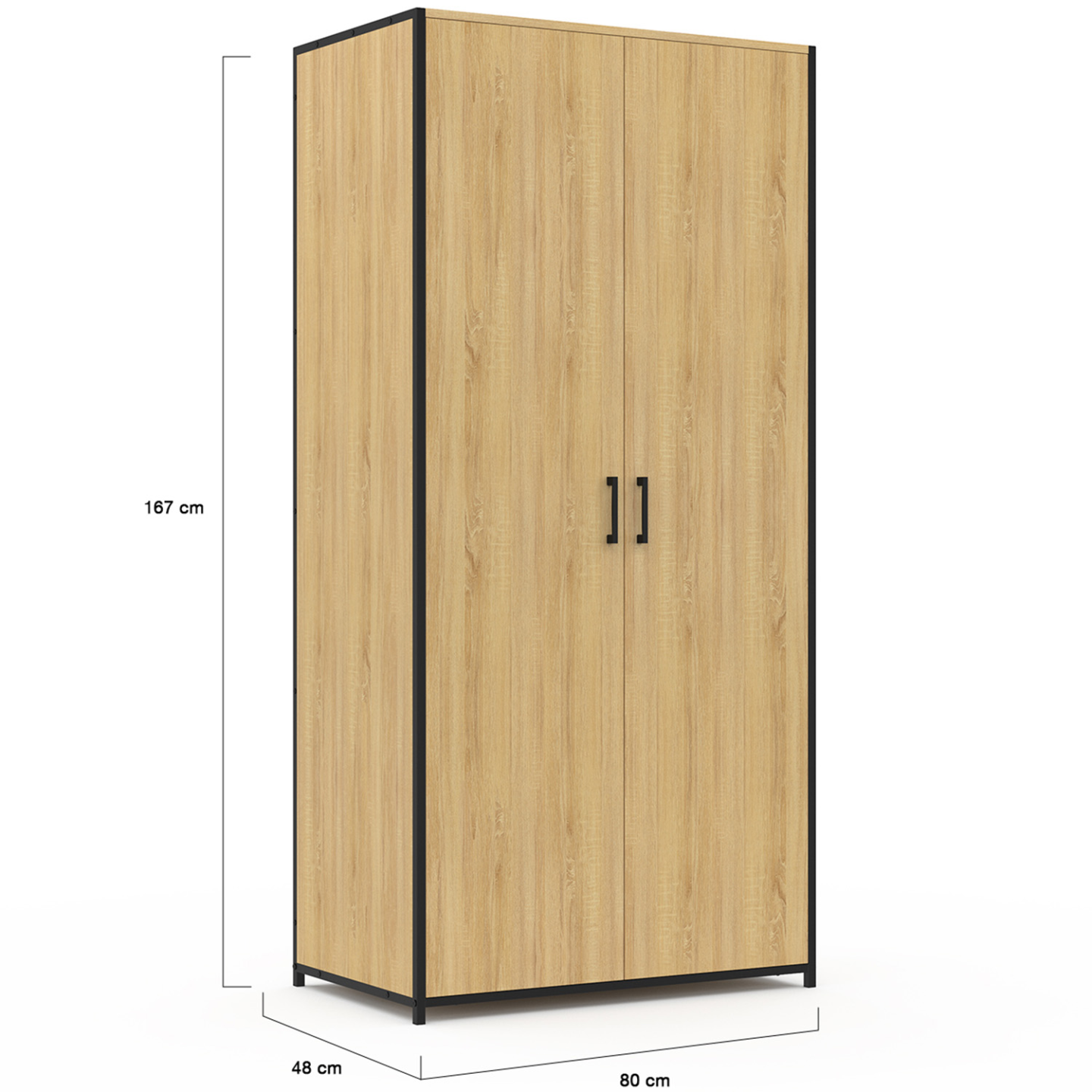 Armoire 2 portes DETROIT penderie 80 cm avec étagères rangement maxi capacité design industriel - Image 5