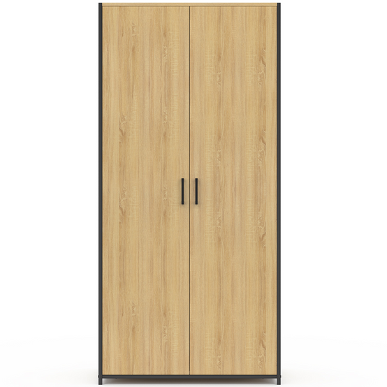 Armoire 2 portes DETROIT penderie 80 cm avec étagères rangement maxi capacité design industriel - Image 3