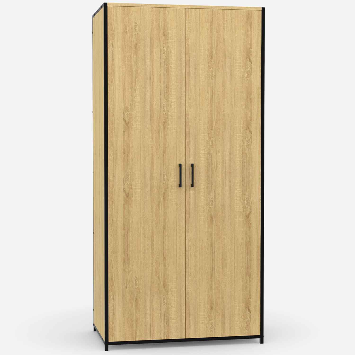 Armoire 2 portes DETROIT penderie 80 cm avec étagères rangement maxi capacité design industriel - Image 2