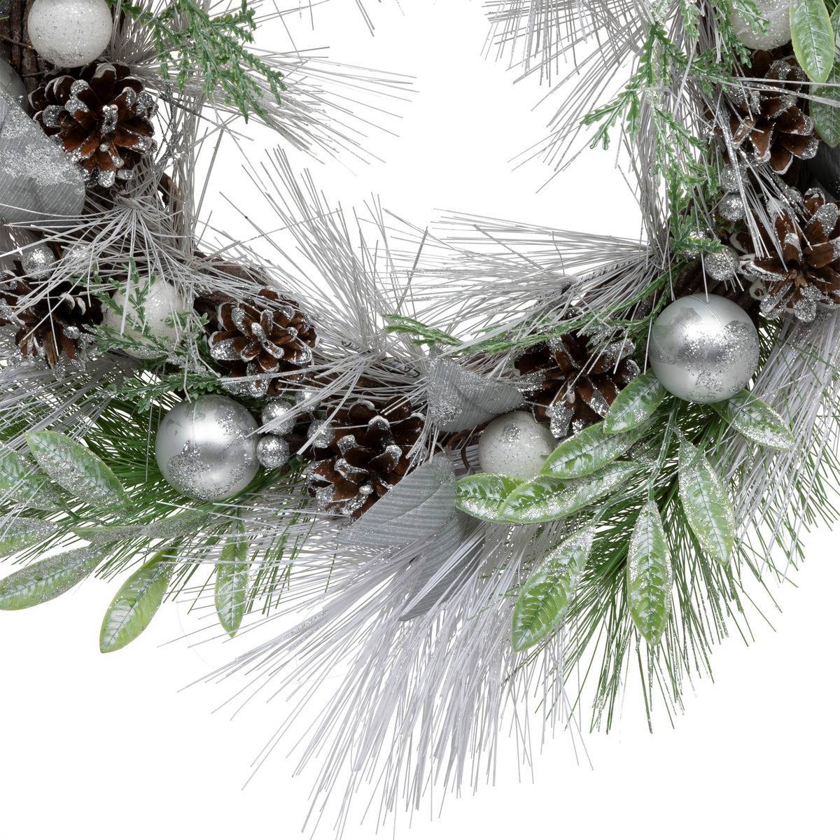 Feeric Christmas - Couronne boules et pommes de pin D.50cm givré - Feeric Lights & Christmas - Image 2