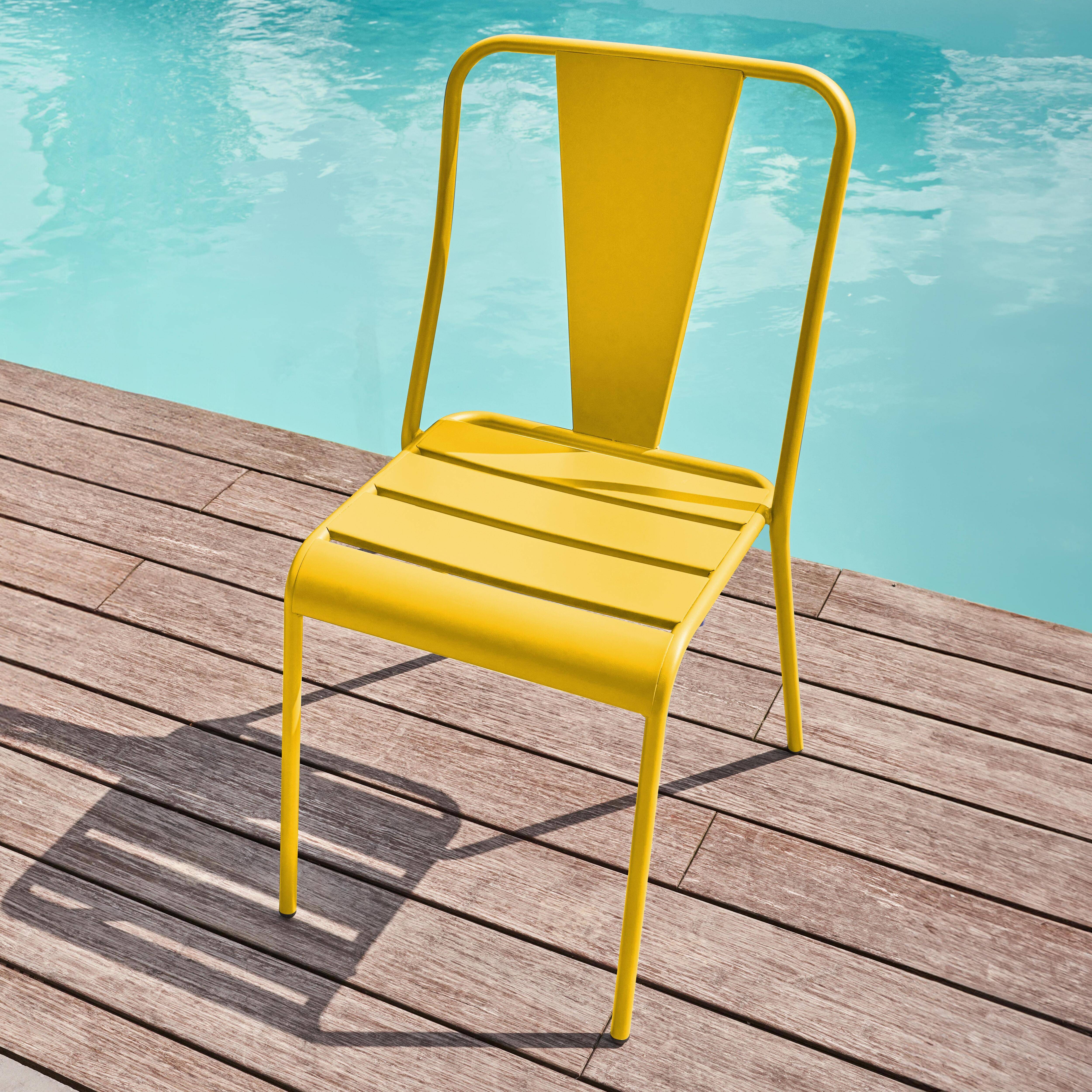 Oviala - Chaise de jardin bistrot en métal jaune Dieppe - Oviala - Imagen 6