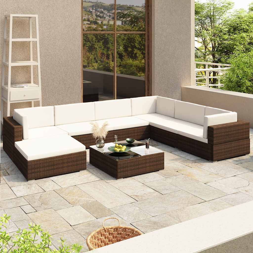 Vidaxl - Salon de jardin 8 pcs avec coussins Résine tressée Marron vidaXL 41260 - Imagen 1