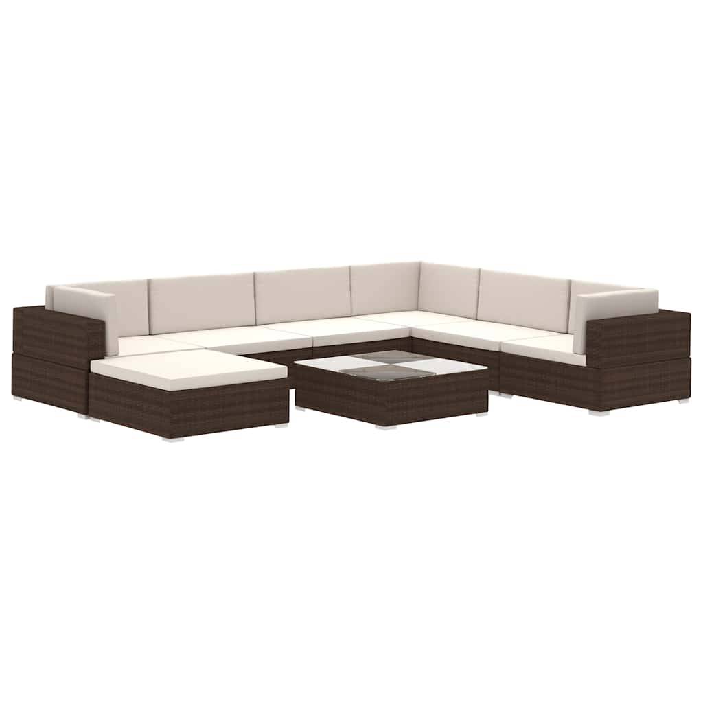Vidaxl - Salon de jardin 8 pcs avec coussins Résine tressée Marron vidaXL 41260 - Imagen 2