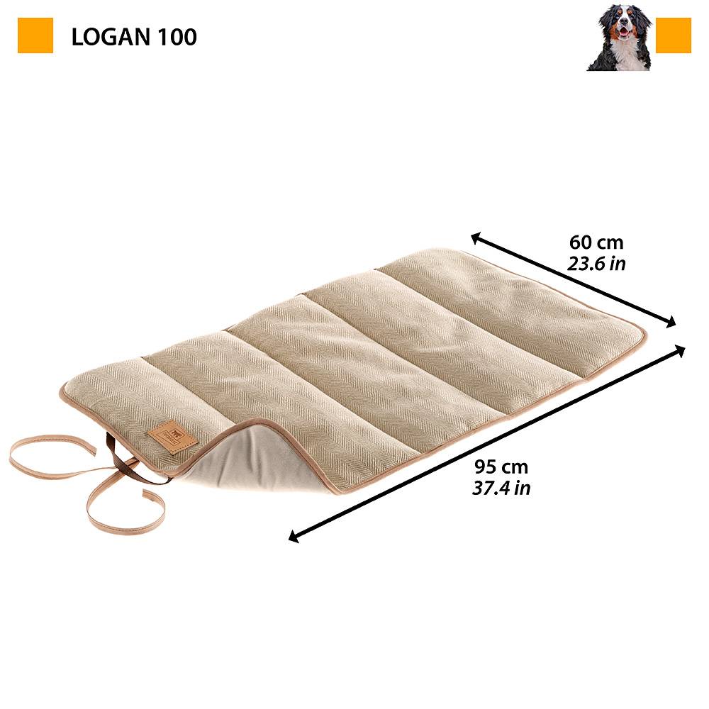 Ferplast - Couverture pour Chiens et Chats LOGAN 100, Double-face, Tweed et velours doux, Lavable, Marron - Imagen 2