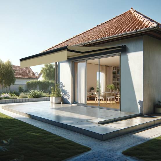 Intersun - Store banne loggia AMARITE 3,00x2,00 M (Motorisé et Interrupteur - Gris Anthracite - Ecru) - INTERSUN - Imagen 2