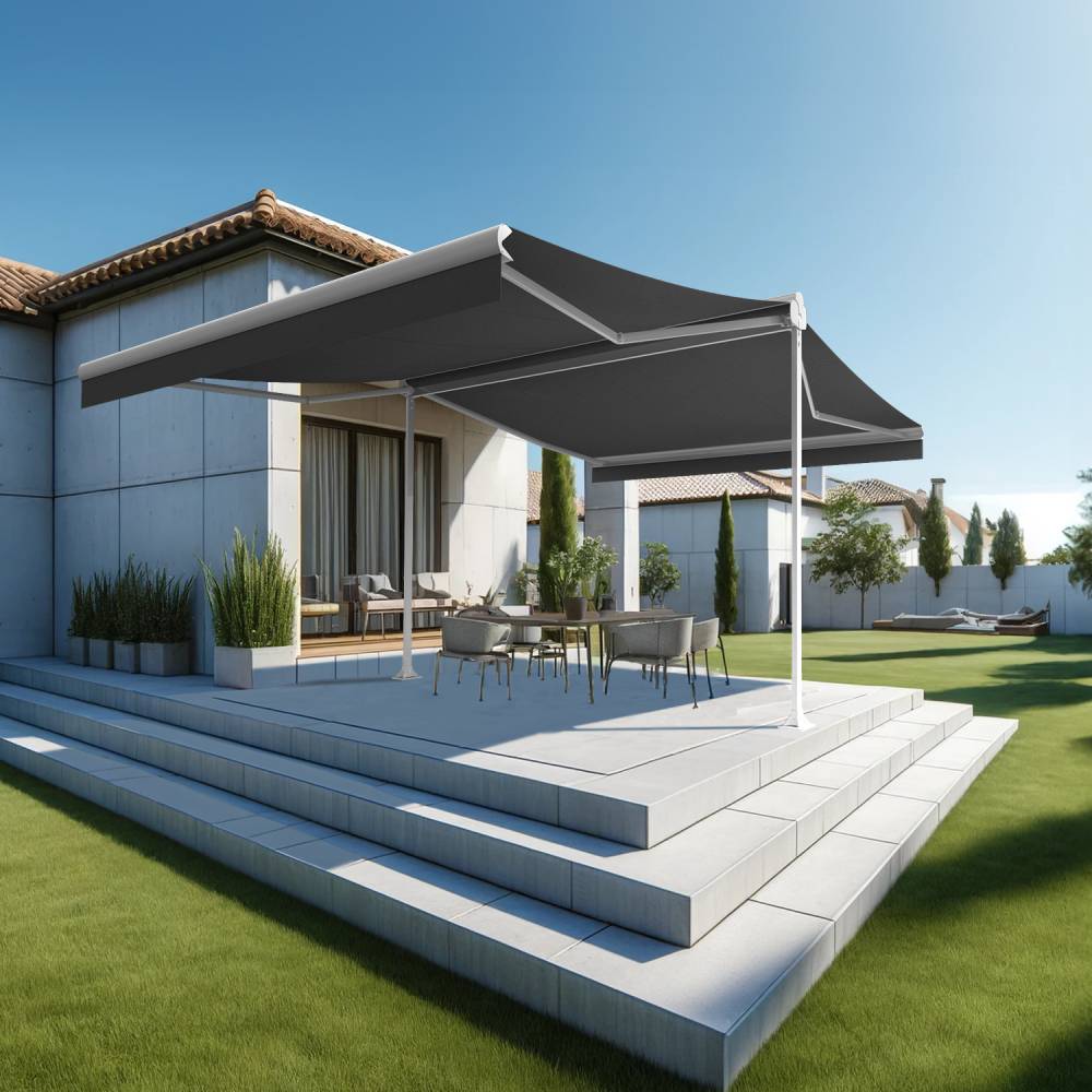 Intersun - Store banne double pente ENARGITE 4,00x2x3,00 M (Manuelle - Blanc - Gris Graphite) - INTERSUN - Imagen 2
