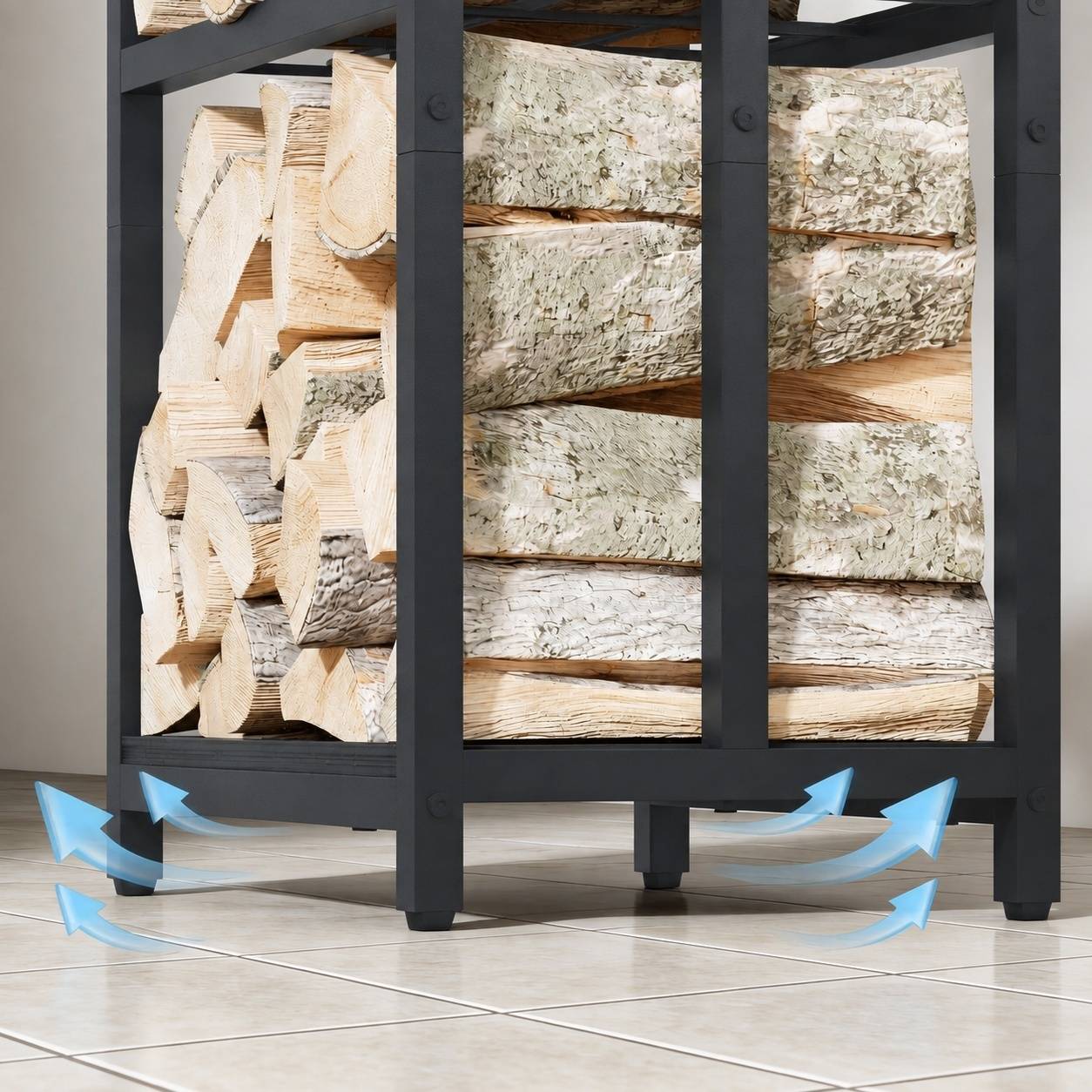 Support à Bois 2 Niveaux Métal Intérieur Extérieur - Image 6