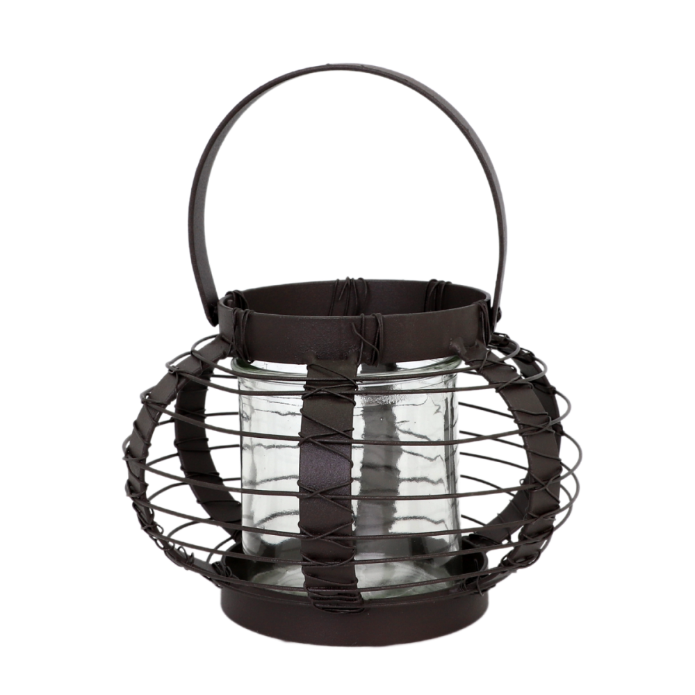 Lanterne jardin extérieur à poser bougie ancienne métal gris 18cm Chemin de campagne - Imagen 1