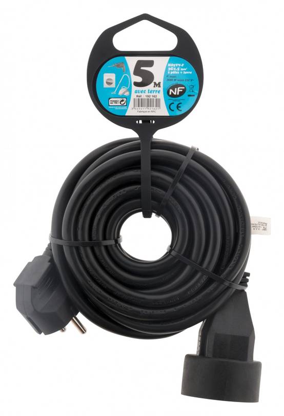 Zenitech - Rallonge électrique ménager avec terre L. 5 m ho5vvf 3g1.5, ZENITECH - Image 1