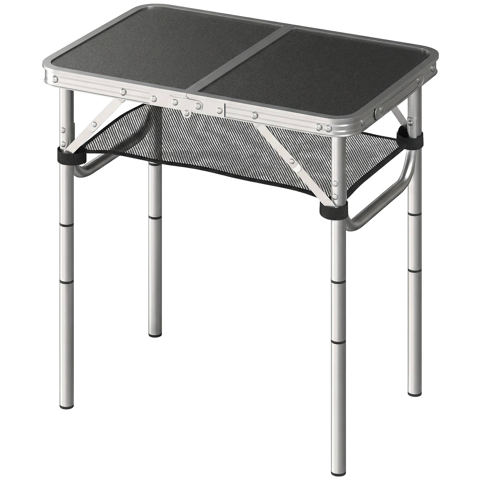 ComfortXL - Table de camping pliante aluminium MDF jardin pique-nique 4 hauteurs 60 x 40 x 60 cm noire - ComfortXL Outdoor Living - Image 2
