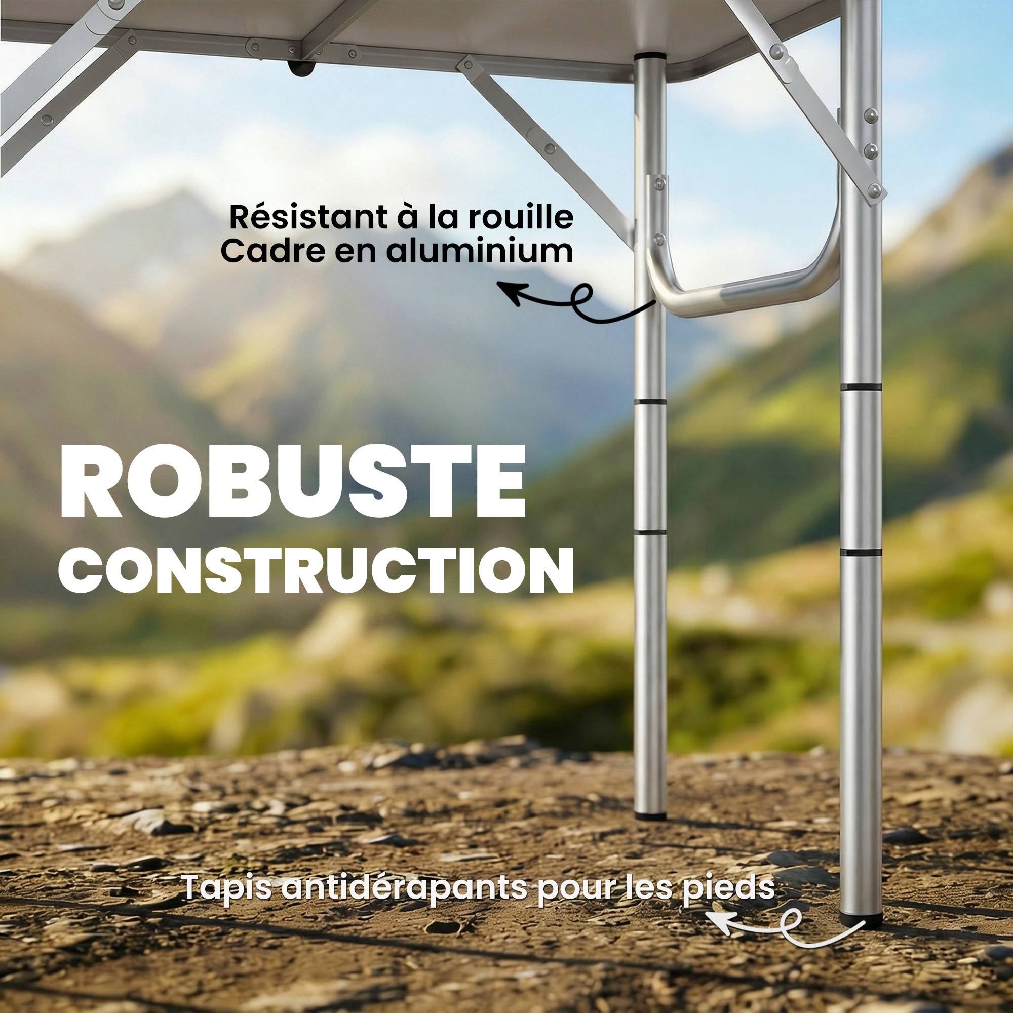 ComfortXL - Table de camping pliante aluminium MDF jardin pique-nique 4 hauteurs 60 x 40 x 60 cm noire - ComfortXL Outdoor Living - Image 9